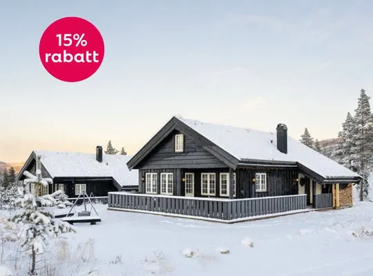 Bilden visar en fjällstuga i Nesfjellet